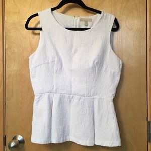 Banana Republic White Peplum Sleeveless Top
